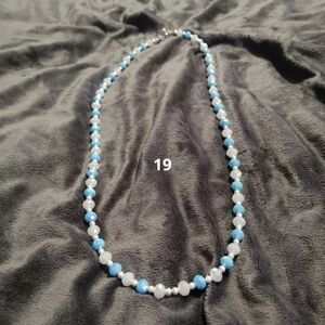 Elegant Blue and White Beaded Necklace